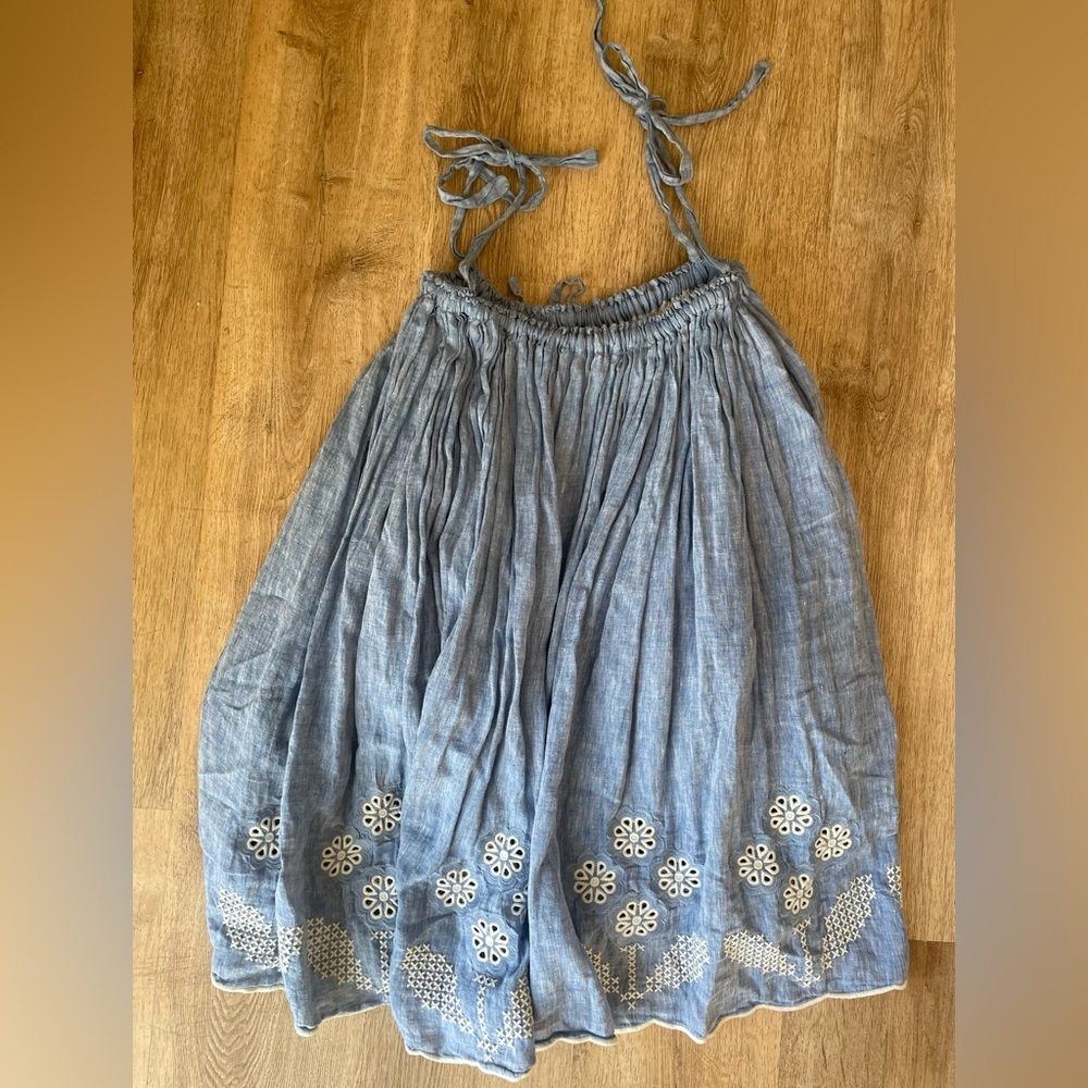 Light Blue Embroidered Tie-Strap Midi Dress - Picture 11 of 11
